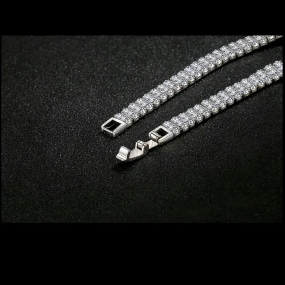 NEW 925 STERLING SILVER PRINCESS CUT DIAMOND BRACELET - Picture 5 of 5